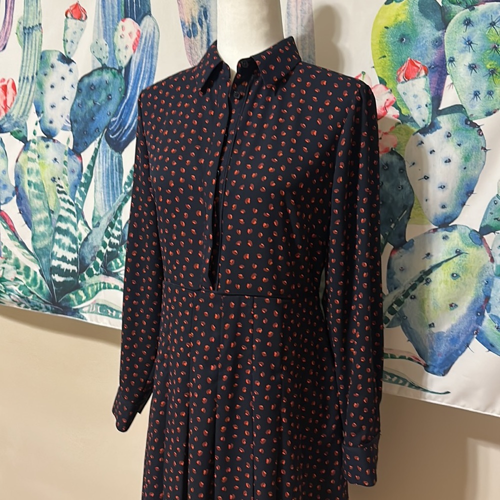 Ann Taylor vintage 70s style pleated shirt dress size 10p